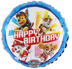 Grabo Balon folie rotund Paw Patrol Happy Birthday albastru 46 cm