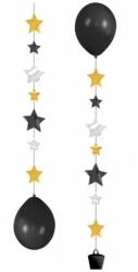 Amscan Set 3 greutati cutii plus cozi de baloane stele auriu, negru, argintiu de 50 cm