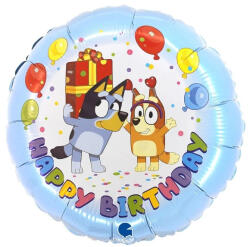 Balloons4party Balon folie rotund Bluey and Bingo Happy Birthday 46 cm