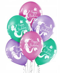 Balloons4party Set 6 baloane latex Sirena Happy Birthday 30 cm