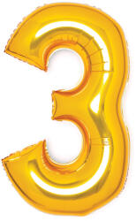 Amscan 3 - as midi szám fólia lufi - arany 66 cm