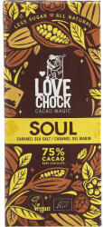 Lovechock Ciocolata vegana bio cu 75% cacao si caramel sarat, 70 g