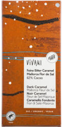 VIVANI Ciocolata amaruie vegana cu caramel si flori de sare, 80 g