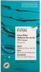 VIVANI Ciocolata amaruie cu 75% cacao si flori de sare, 80 g