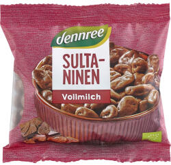 dennree Stafide bio in ciocolata cu lapte, 100 g