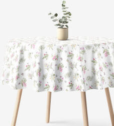 Goldea kör alkó pamut terítő - színes réti virágok fehér alapon Ø 110 cm