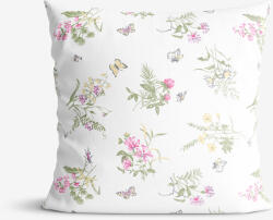 Goldea pamut párnahuzat - színes réti virágok fehér alapon 45 x 45 cm