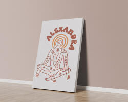  Meditáló alak vonalrajz vászonkép saját névvel