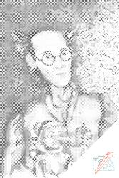  PontPöttyöző - Pinokkió Méret: 40x60cm, Keretezés: Kartonlemezen, Szín: Fekete