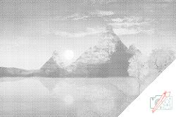  PontPöttyöző - Naplemente a tónál Méret: 40x60cm, Keretezés: Kartonlemezen, Szín: Zöld