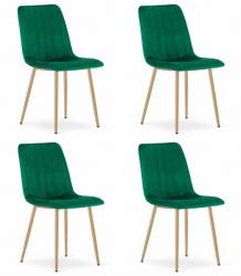 FDY Set 4 Scaune Bucatarie/Dining Gabe Picioare Finisaj Lemn, Catifea Verde