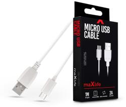Maxlife USB - micro USB adat- és töltőkábel 1 m-es vezetékkel - Maxlife Micro USB Cable - 5V/2A - fehér - bluedigital