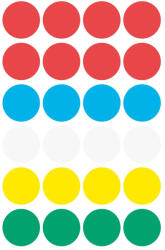 AVERY Etikett címke, o18mm, jelölésre, 5 klf. szín 24 címke/ív, 4 ív/doboz, Avery vegyes (3089) - toptoner