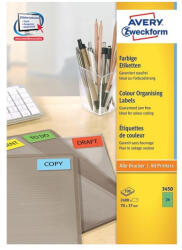 AVERY Etikett címke, 70 x37mm, univerzális, 24 címke/ív, 100 ív/doboz, Avery zöld (3450) - toptoner