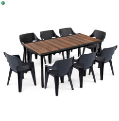 Keter Ravello Large 8+1 kerti bútor garnitúra szett dió-fekete 260576_260564_8