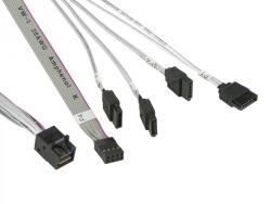 Supermicro MiniSAS / 4 SATA 0.55 m 0, 55 m Gri, Alb (CBL-SAST-0631)