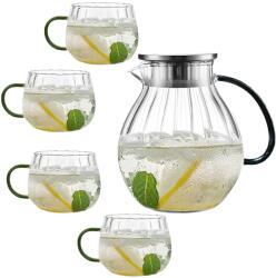 Quasar & Co 4 csésze teáskanna készlet, Quasar & Co. , szűrővel, fedővel, 1600 ml/4x400 ml, boroszilikát/rozsdamentes acél üveg, átlátszó (43041251)