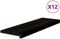 vidaXL lépcsőfokok 12 db Sötétbarna 80x30x2 cm tömör fa tölgyfa 3283044 (3283044)