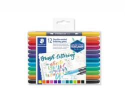 STAEDTLER Ecsetirón készlet, 0, 5-0, 8/1, 0-6, 0 mm, kétvégű, '3004'', 12 szín (TS3004TB12) (TS3004TB12)