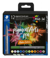 STAEDTLER Ecsetirón készlet, 'Pigment brush 371', 12 különböző természeti szín (TS371C123) (TS371C123)