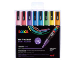 uni Dekormarker készlet, 0, 9-1, 3 mm, 'Posca PC-3ML', 8 különböző csillogó szín (TUPC3MLCSKL) (TUPC3MLCSKL)