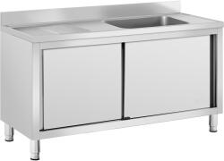 Royal Catering Mosogató szekrény - 1 medence - Royal Catering - rozsdamentes acél - 140 x 60 cm (RC-IKS06)