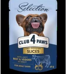 CLUB 4 PAWS Premium Plusz Alutasakos Válogatás Marhahússal és Zöldséggel zselében 85g