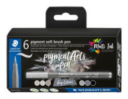 STAEDTLER Ecsetirón készlet, 'Pigment 372', 6 különböző fekete és szürke árnyalat (TS372C6) (TS372C6)