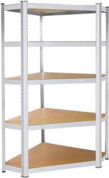 Springos Sarokpolc Tároló - Fémvázas - 5 Polc - 180x90x40cm (HA5214)