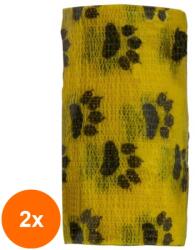 Vetro Design Set 2 x Bandaj Coeziv Galben cu Labute, Autoadeziv Elastic, 10 cm x 4.5 m, pentru Protectie si Sustinere (TEV-2xVTR-0161-100-LB-GLB)