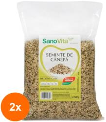 Sano Vita Set 2 x Seminte de Canepa Decorticate, Sanovita, 500 g