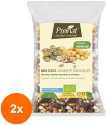 Pronat Foil Pack Set 2 x Mix Bio din Seminte Crocante, Pronat, Soia, Floarea Soarelui si Dovleac, 110 g
