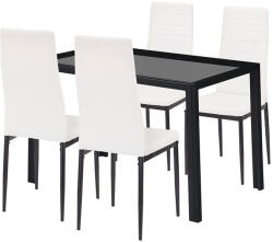 Leziter Rowan 4+1 étkező garnitúra fehér-fekete (LEAC120-BL_DA258WB_4) - homelux