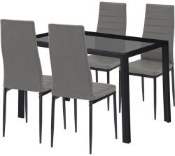 Leziter Rowan 4+1 étkező garnitúra szürke-fekete (LEAC120-BL_DA258GB_4) - homelux