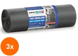Horeca Set 3 x 10 Saci Menajeri 240 l, LDPE Negru, Horeca (ROC-3xSPDIV000086)