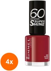 Rimmel Set 4 x Lac de Unghii Rimmel London 60 Seconds Super Shine, 320, 8 ml (ROC-4xMAG1008813TS)