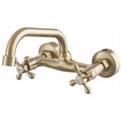 Gamma Retro-C Fali Mosogató Csaptelep - Szálcsiszolt Arany (BROS-C-BGD)