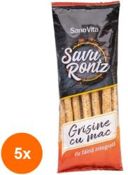 SanoVita Set 5 x Grisine cu Mac din Faina Integrala de Grau, Sanovita, 50 g