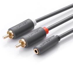 UGREEN Kábel 3.5mm Jack - 2 RCA, M/M/M, 2m, szürke 10584 (10584)