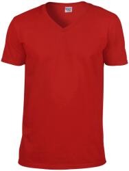 Gildan Férfi puha stílusú Vnyakú rövid ujjú póló 2XL vörös
