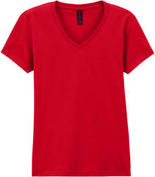 Gildan Női Softstyle V nyakú póló 2XL vörös