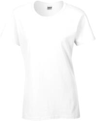 Gildan Női nehéz pamut Missy Fit rövid ujjú póló 2XL fehér