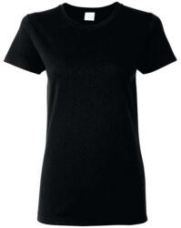 Gildan Női nehéz pamut Missy Fit rövid ujjú póló L fekete