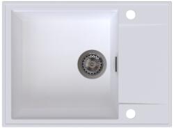 SINK Quality Quality Sink55 gránit mosogató, 620x460x215 mm + grafit szifon, fehér, SKQ-SINK. W. 1KKO. XB (SKQ-SINK.W.1KKO.XB)