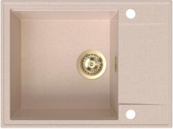 SINK Quality Quality Sink55 gránit mosogató, 620x460x215 mm + arany szifon, bézs, SKQ-SINK. P. 1KKO. XG (SKQ-SINK.P.1KKO.XG)
