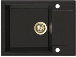 SINK Quality Quality Sink55 gránit mosogató, 620x460x215 mm + arany szifon, fekete, arany pöttyökkel, SKQ-SINK. L. 1KKO. XG (SKQ-SINK.L.1KKO.XG)