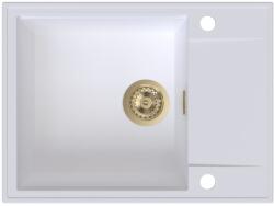 SINK Quality Quality Sink55 gránit mosogató, 620x460x215 mm + arany szifon, fehér, SKQ-SINK. W. 1KKO. XG (SKQ-SINK.W.1KKO.XG)