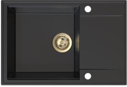 SINK Quality Quality Sink55 gránit mosogató, 680x460x215 mm + arany szifon, fekete, SKQ-SINK. C. 1KDO. XG (SKQ-SINK.C.1KDO.XG)