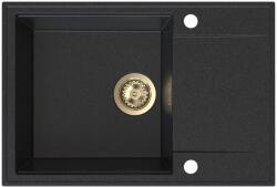SINK Quality Quality Sink55 mosogató, gránit konyhai mosogató 680x460x215 mm + arany szifon, grafit, SKQ-SINK. G. 1KDO. XG (SKQ-SINK.G.1KDO.XG)