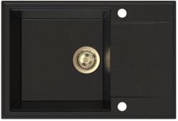 SINK Quality Quality Sink55 gránit mosogató, 680x460x215 mm + arany szifon, fekete, arany pöttyökkel, SKQ-SINK. L. 1KDO. XG (SKQ-SINK.L.1KDO.XG)